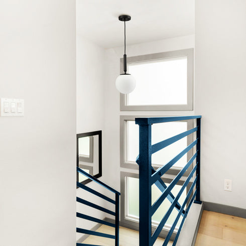 Modern Globe Pendant Lighting for Kitchen Island Black 8 Inch